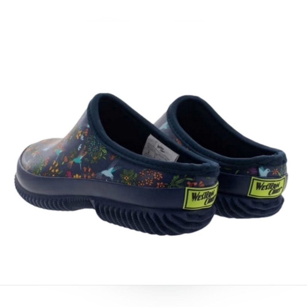 Western Chief Hummingbird Floral Women's Rubber Garden Clog Navy Size 7-10 NIB - Picture 2 of 9